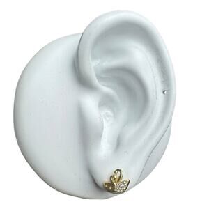 SwanStud Earrings 14K Gold Plated over 925 Sterling Silver